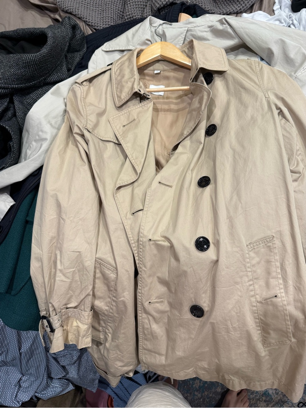 Burberry Beige Trench Coat with Black Buttons